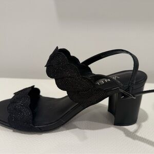 Vaneli Black Textured Heels